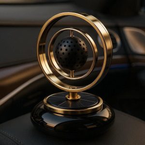Solar Powered Rotating Car Air Freshener Double Ring Suspension Diffuser Luxury Vehicle Interior Decoration Aromatherapy