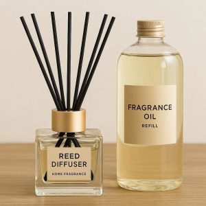 Premium Fiber Reed Diffuser Sticks Oil Refill Bottle Set Long Lasting Room Air Freshener Home Fragrance Kit