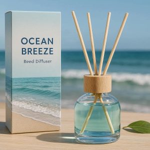 Ocean Breeze Reed Diffuser Set Fresh Clean Scent Room Air Freshener Summer Vibe Home Office Fragrance Decor