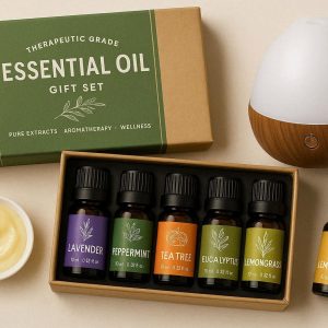 Therapeutic Grade Essential Oil Gift Set Pure Extracts Aromatherapy Kit Diffuser Wellness Blend Body Care Pack