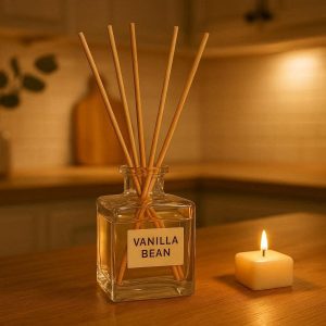 Vanilla Bean Reed Diffuser Sweet Sweet Scent Warm Cozy Atmosphere Home Kitchen Air Freshener Wax Melt Alternative