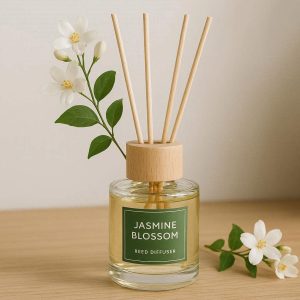Jasmine Blossom Reed Diffuser Floral Aromatherapy Oil Set Fresh Room Air Freshener Spring Vibe Home Decor Ornament