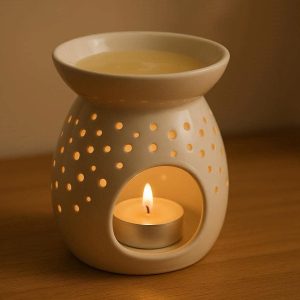 Elegant Ceramic Candle Holder Warmer Tabletop Night Light Scented Wax Melt Burner Home Decor Aroma Lamp